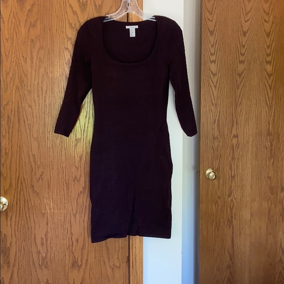 H&M Dresses & Skirts - H&M Plum Fitted Sweater Dress